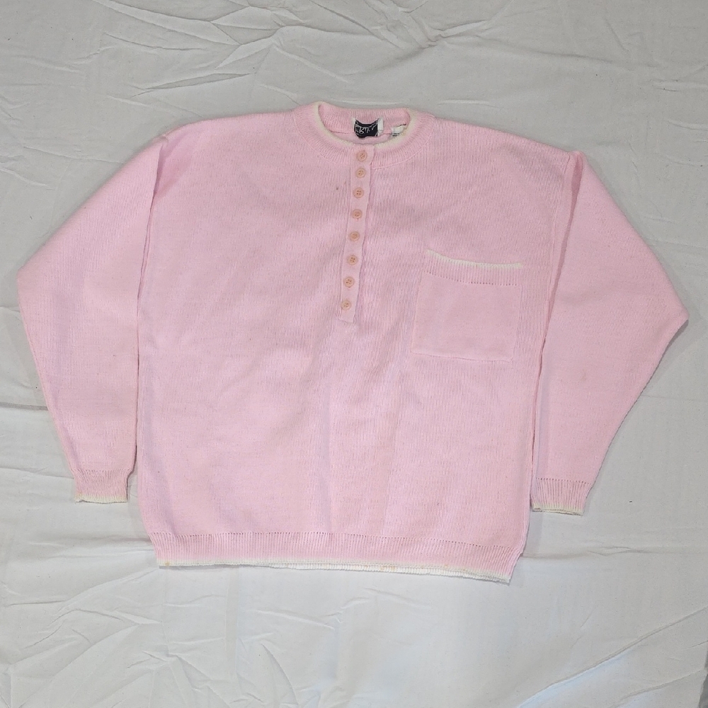 Soft Pink Henley Sweater